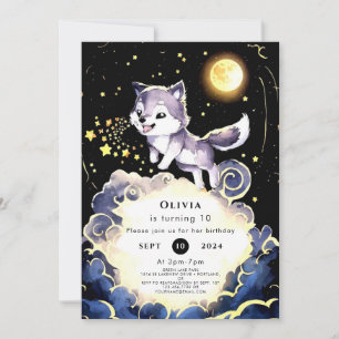 Enchanted Forest Wolf Birthday Invitation