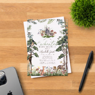 Enchanted Forest Woodland Animals Baby Shower Acrylic Invitations