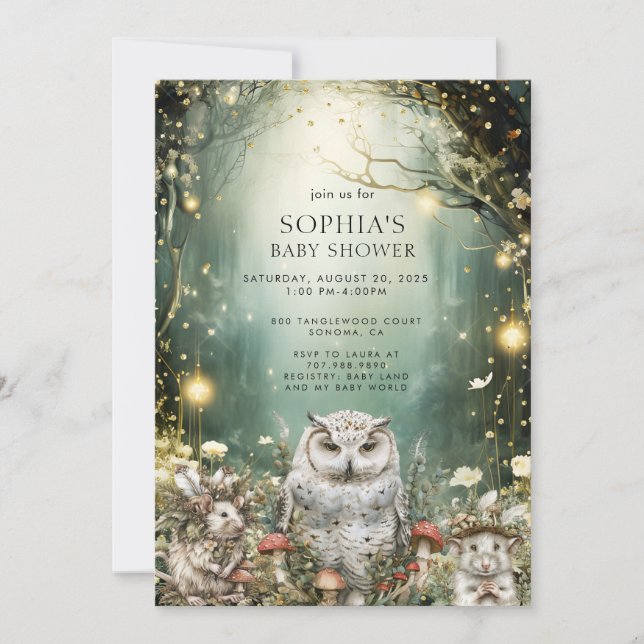 Enchanted Forest Woodland Animals Baby Shower Invitation (Front)