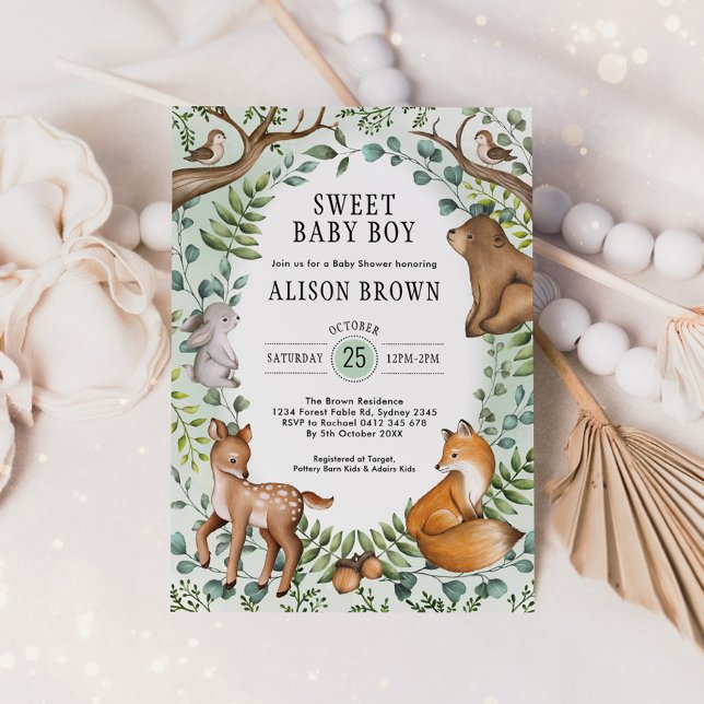 Enchanted Forest Woodland Animals Baby Shower Invitation (Creator Uploaded)