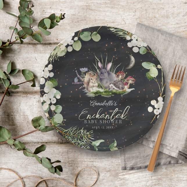 Enchanted Forest Woodland Animals Baby Shower Paper Plate (Creator Uploaded)