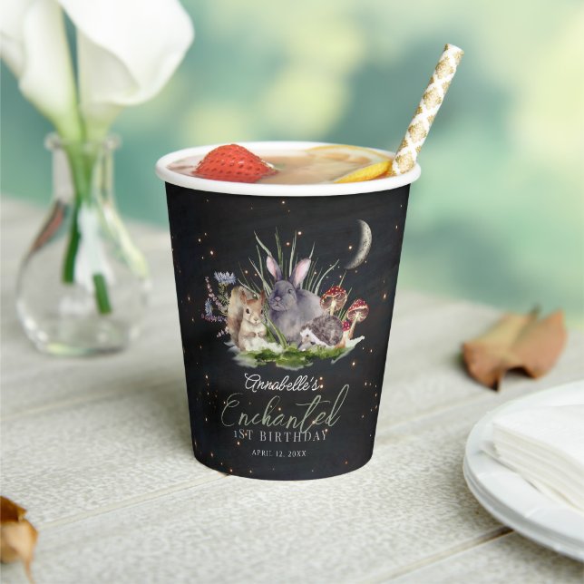 Enchanted Forest Woodland Animals Birthday Paper Cups (Insitu)
