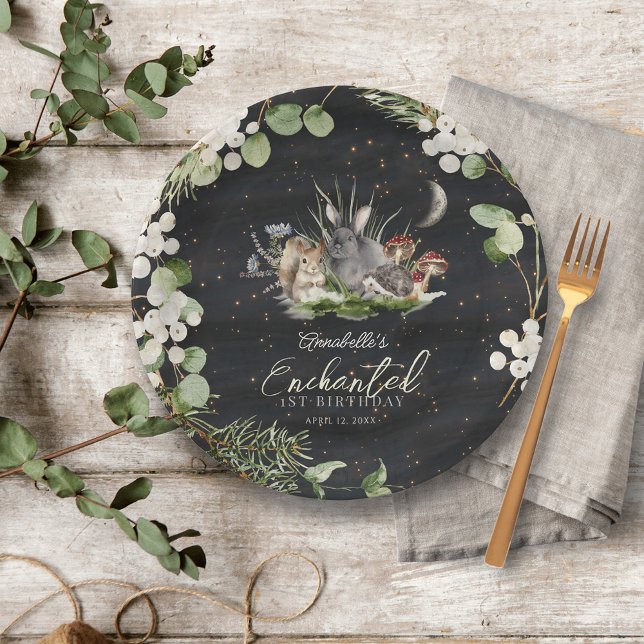 Enchanted Forest Woodland Animals Birthday Paper Plate (Enchanted Forest Woodland Animals Kid's Birthday Paper Plate)