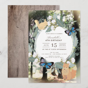 Enchanted Forest Woodland Animals Girl Birthday Invitation