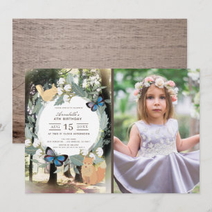 Enchanted Forest Woodland Animals Photo Birthday Invitation