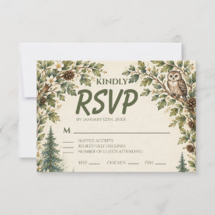 Enchanted Forest Woodland Animals Wedding RSVP Car Invitation