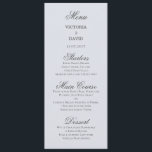 Enchanted Forest Woodland Blue Wedding Menu Card<br><div class="desc">Enchanted Forest Woodland Blue Wedding Menu Card. Text is fully customisable. Part of our Enchanted Wedding Invitation Suite. Featuring a stag deer looking at the forest moon on a misty night with flying ravens or crows. This collection features dark jewel autumn fall colours with purple, blue, grey, black , green...</div>