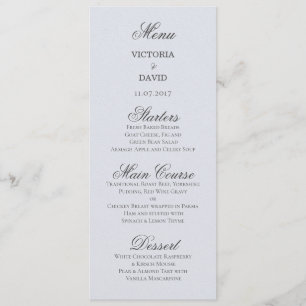 Enchanted Forest Woodland Blue Wedding Menu Card