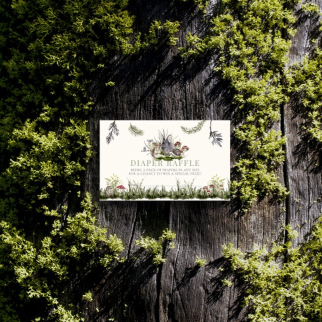 Enchanted Forest Woodland Diaper Raffle Ticket Enclosure Card (Enchanted Forest Woodland Animals Baby Shower Diaper Raffle Ticket)