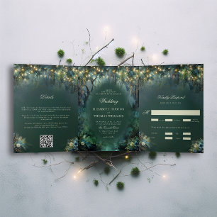 Enchanted Forest Woodland Fairy Tale Wedding Tri-Fold Invitation