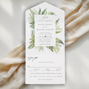 Enchanted Forest Woodland Ferns Elegant Wedding All In One Invitation