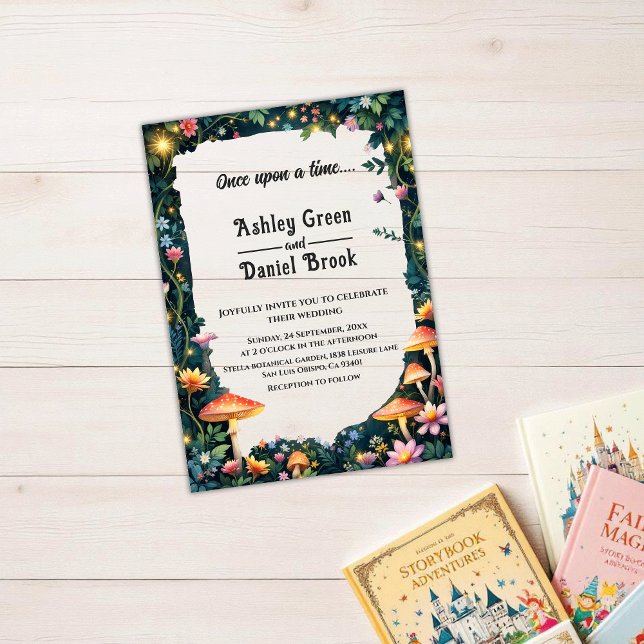 Enchanted Forest Woodland Floral Fairytale Wedding Acrylic Invitations (Creator Uploaded)