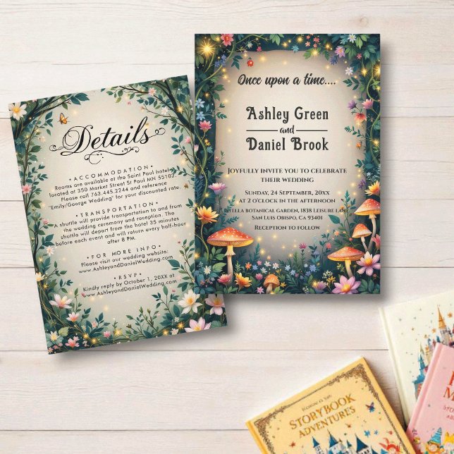 Enchanted Forest Woodland Floral Fairytale Wedding Invitation (Creator Uploaded)