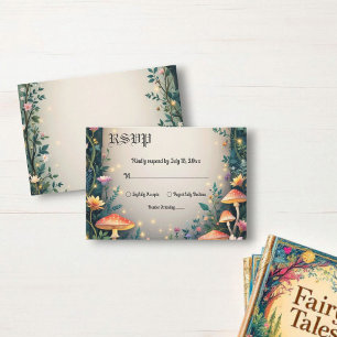 Enchanted Forest Woodland Floral Fairytale Wedding RSVP Card