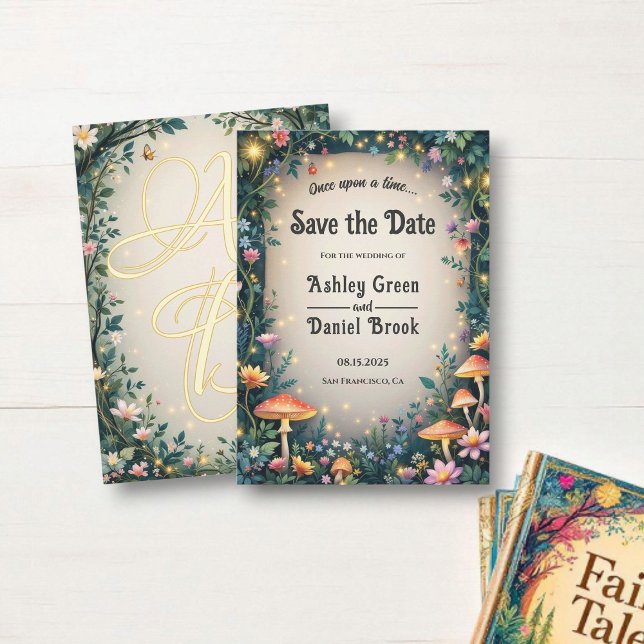Enchanted Forest Woodland Floral Fairytale Wedding Save The Date (Creator Uploaded)