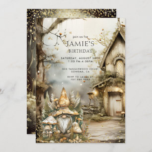 Enchanted Forest Woodland Gnome Kid's Birthday I Invitation
