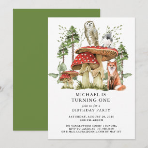 Enchanted Forest Woodlands Boy First Birthday Invitation
