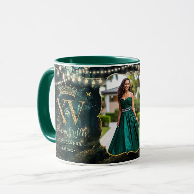 Enchanted Forest XV QUINCEAÑERA Quince 15 Photo Mug (Front Left)