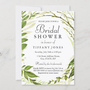Enchanted Forrest Leaf Wreath Bridal Shower Invite