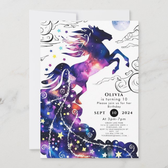 Enchanted Fun Horse Birthday Invitation (Front)