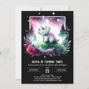 Enchanted Fun Triceratops Birthday Invitation