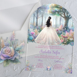 Enchanted Garden Acrylic Quinceañera Acrylic Invitations