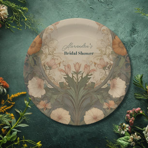 Enchanted Garden Art Nouveau Bridal Shower  Paper Plate