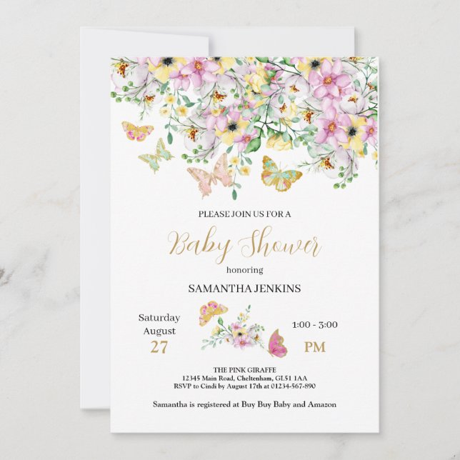 Enchanted Garden Baby Shower Invitation (Front)