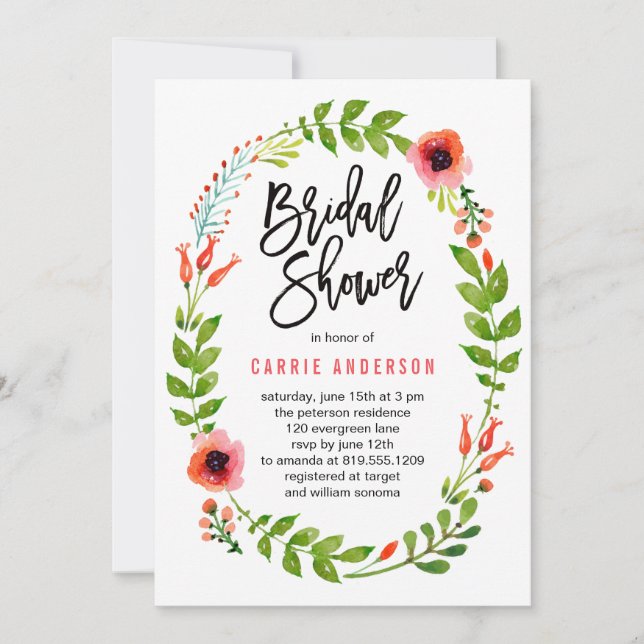 Enchanted Garden Bridal Shower Invitation (Front)