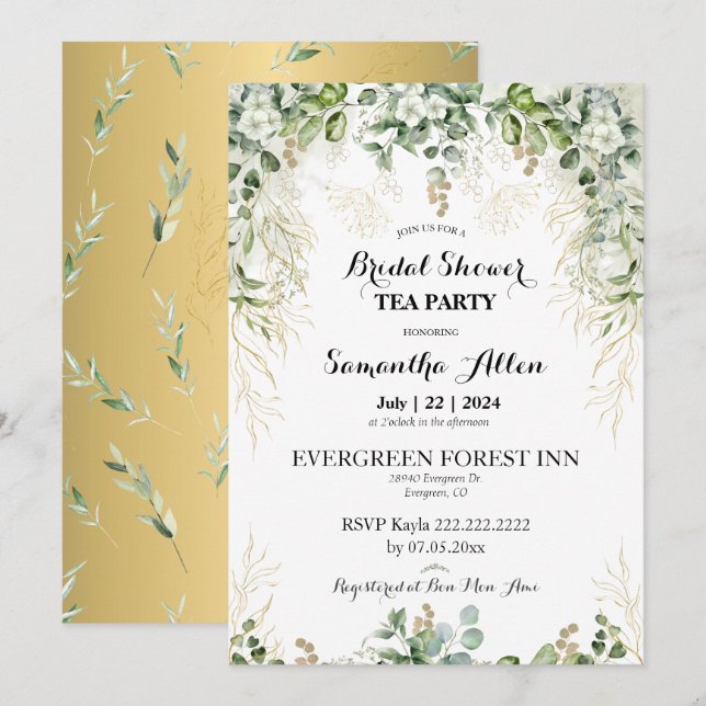 Enchanted Garden: Bridal Shower Invitation (Front/Back)
