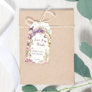Enchanted garden butterflies baby shower favour gift tags