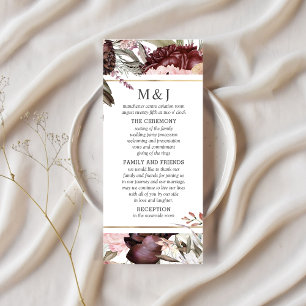Enchanted Garden Elegant Boho Floral Program Rack Card