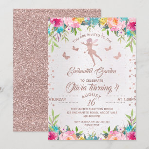 Enchanted Garden Fairy Birthday Invitation