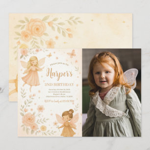 Enchanted Garden Fairy Birthday Photo Invitation