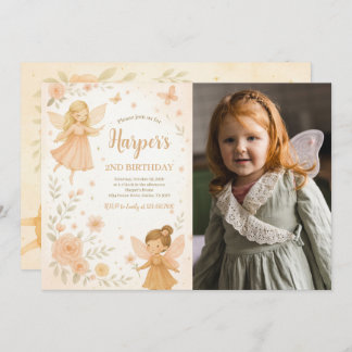Enchanted Garden Fairy Birthday Photo Invitation