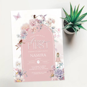 Enchanted Garden Fairy First Birthday Invitation