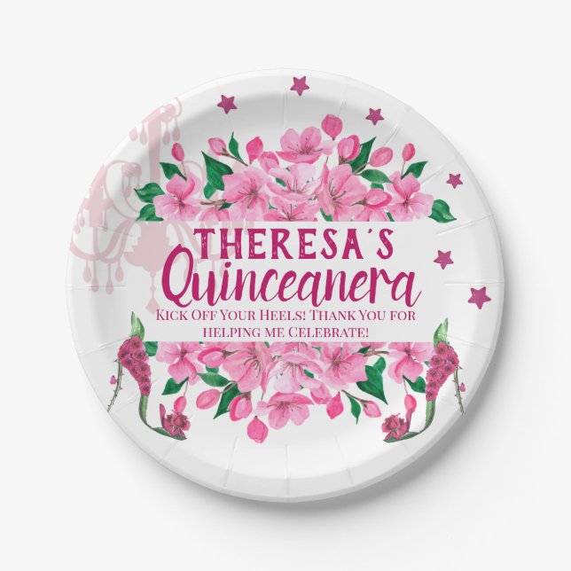 Enchanted Garden Fairy Shoes - Lámpara rosa Paper Plate (Front)