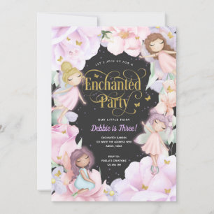 Enchanted Garden, Fairy themed flowers birthday Invitation