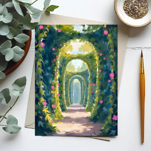 Enchanted Garden   Floral Archway Painting Postcard