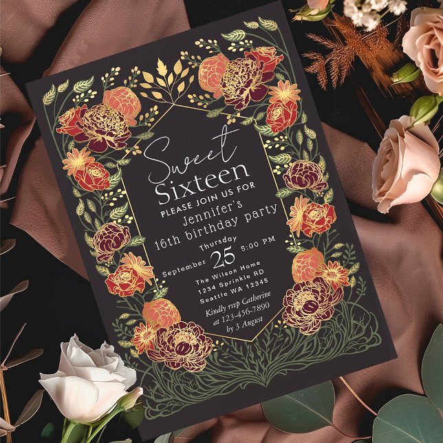 Enchanted Garden Floral Sweet 16 Birthday Invitation (Creator Uploaded)