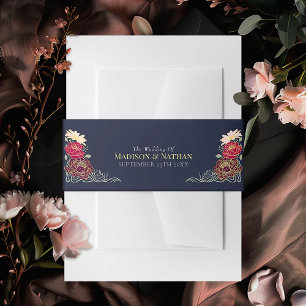 Enchanted Garden Floral Wedding Invitation Belly Band