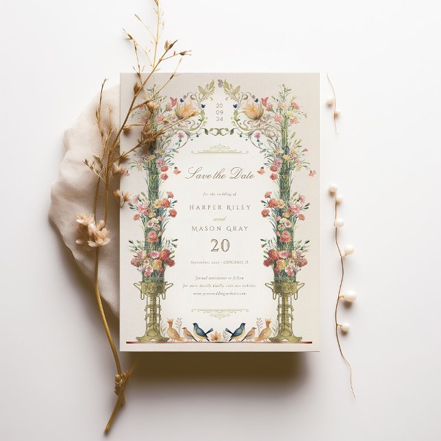 Enchanted Garden Floral Wedding Save the Date Invitation (Creator Uploaded)