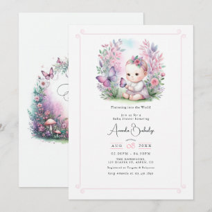 Enchanted Garden Flutter Love Baby Shower Invitation