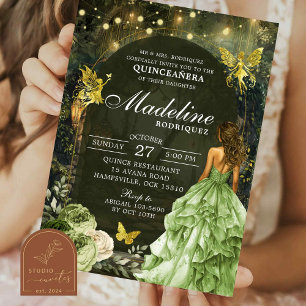 Enchanted Garden Forest Butterfly Quinceanera Invitation