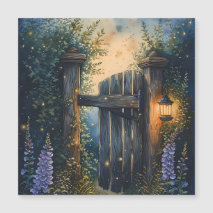 Enchanted Garden Gate Firefly Sky Magnetic Card