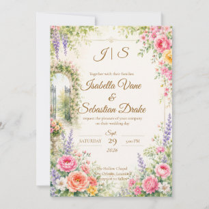 Enchanted Garden Gate Romance Wedding  Invitation