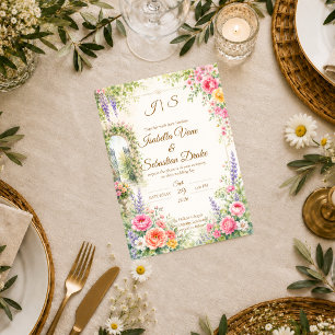 Enchanted Garden Gate Romance Wedding  Invitation