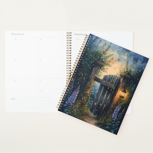 Enchanted Garden Gate Under Firefly Sky Planner (Display)