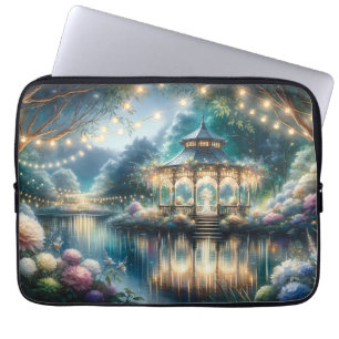 Enchanted Garden Gazebo Twilight Reflection Laptop Sleeve