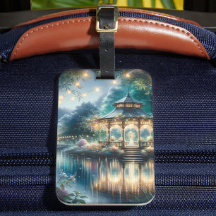 Enchanted Garden Gazebo Twilight Reflection Luggage Tag